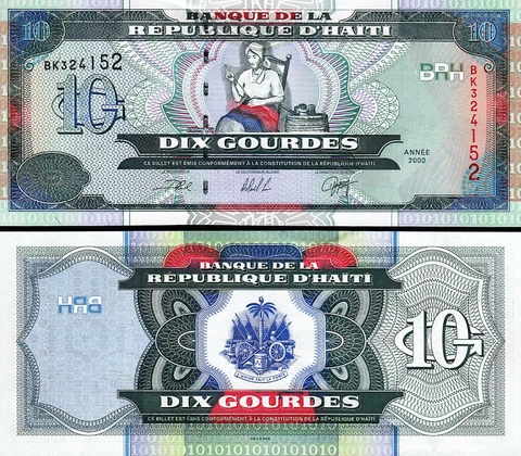 Haiti 10 Gourdes 2000, UNC, P-265a, Prefix BQ Cover