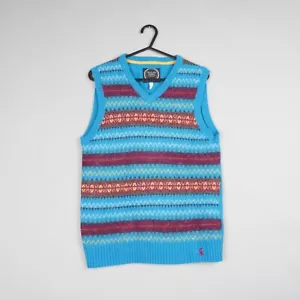 Joules Jumper Womens Medium Blue Raleigh Wool Sweater Vest Tank Fair Isle B64 - Picture 1 of 10