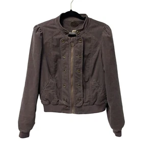 Idra Anthropologie Bomber Jacket Corduroy Womens 10 Lined Full Zip Button Accent - Picture 1 of 11