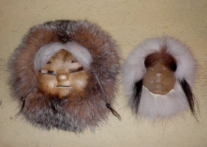 Vintage Native Canadian Inuit Artisan made set of MASKS. Ananaksaq Grandmother & - Picture 1 of 6