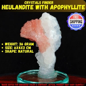 36g Orangenstilbit & Heulandit mit Apophyllit Kristall Matrix Mineralien Probe - Bild 1 von 9