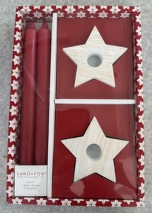 Velas cónicas rojas arena+niebla con soportes de estrella de madera NUEVAS - Imagen 1 de 4