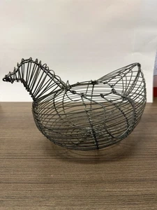 Vintage Eierkorb aus Draht in Hühnerform Bauernhaus rustikal Landhaus Deko - Bild 1 von 10