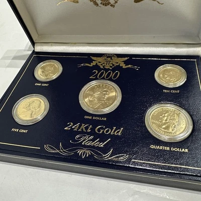 2000p 24kt Gold Plated Proof US Coin Set - 5 Coins - Original Packaging💵💵💲 - Image 1 of 2