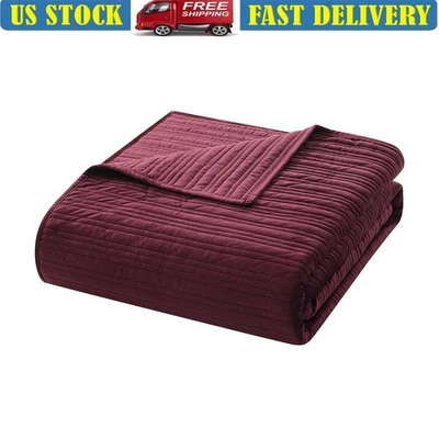 Cozy Velvet Stripe Quilt Hypoallergenic Soft Washable Full Queen 86x90 New - Image 1 of 4