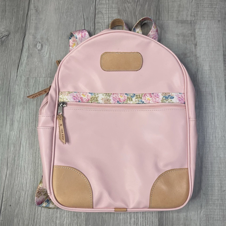 RARE Jon Hart Design Peony Collab Pink Coated Canvas Large Backpack Floral EUC - Image 1 of 4