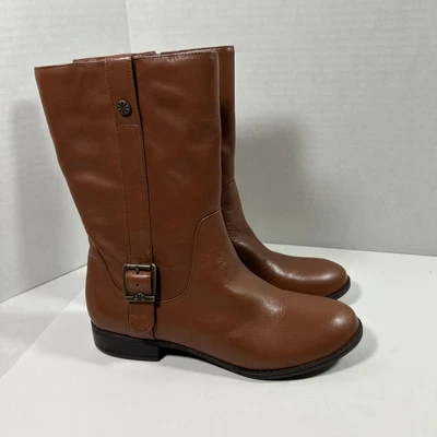 Botas de montar Isaac Mizrahi 5 medianas marrón coñac caña corta Foto 1 de 4