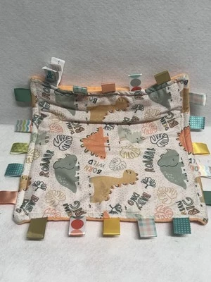 Taggies Mary Meyer Dinosaur Baby Security Blanket Lovey Orange Born Wild 11" - Image 1 of 4