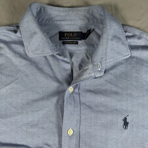 Camisa de vestir Polo Ralph Lauren para hombre tejida XL espiga manga larga azul - Imagen 1 de 5