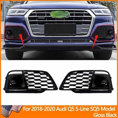 For Audi Q5 S-Line SQ5 2018-2020 RSQ5 Style Fog Light Cover Grille Bezel W/ ACC - Изображение 1 из 4