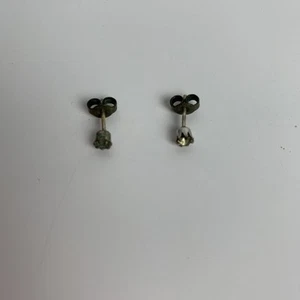 Silver Stud Earrings Stone Tarnished Scrap Pre Owned - Picture 1 of 3