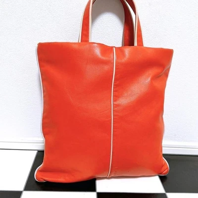 LOEWE Tote Bag Leather Orange Red Authentic - Image 1 of 4