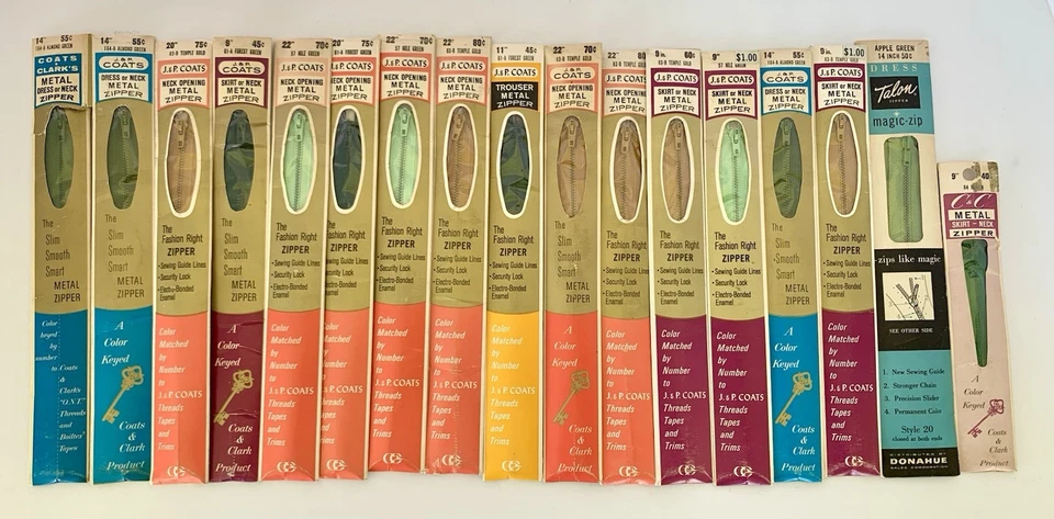 Lote de 17 Cremalleras Metálicas Nuevas en Paquete Costura Vintage Clarks J&P Abrigos Foto 1 de 1