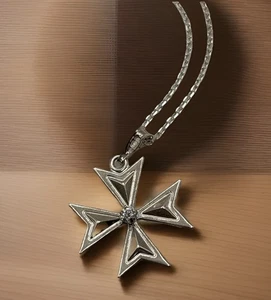 925 Vintage DAJ Sterling Silber Malteserkreuz mit JMH Italy 18 in Kette - Bild 1 von 7