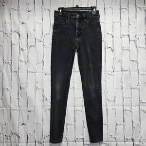 Jean American Eagle The Dream tiro súper alto jegging negro denim talla 6 largo - Imagen 1 de 14