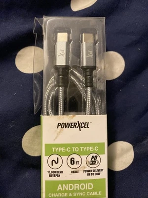 🌅PowerXcel Type-C Charger, Metallic Braided, Black, 6 Ft | CVS. BRAND NEW 🔥💥 - Image 1 of 4