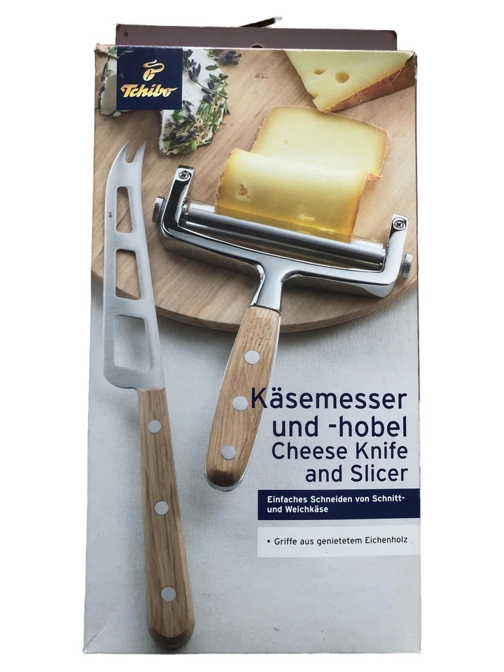 Tchibo Käsemesser & Käsehobel Set Holz Edelstahl Modern Mehrfarbig 28cm - Bild 1 von 4