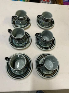 (6) Tonala Jalisco Mexico clay marked “TONALA JAL MEX FM” cups & saucers - Picture 1 of 9