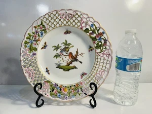 Herend Rothschild Bird 9.5” Open Work Reticulated Pierced Wall Plate Perfect! - Picture 1 of 9