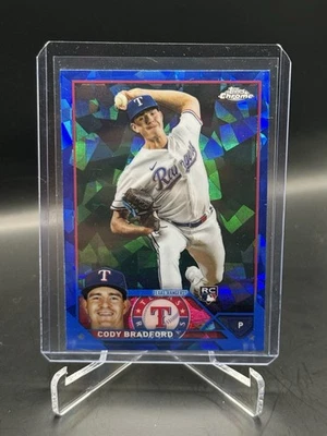 2023 Topps Chrome Update Sapphire #USCS53 Cody Bradford RANGERS RC - Image 1 of 2