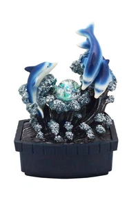 11.50" H Jumping Dolphin Table Fountain Corded OK Lighting FT-1223/1L - Picture 1 of 2