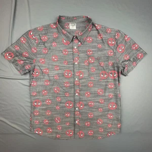 Marvel Deadpool Shirt Mens 2XL Gray Red Pocket Button Up Casual Nerd Fandom - Picture 1 of 6