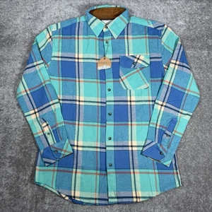 NWT Gioberti Shirt Men’s Medium Green Plaid Flannel Long Sleeve Button Up - Picture 1 of 7