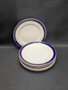 Set of 8 Royal Worcester Howard Style Cobalt Gold Side Salad Plates - Picture 1 of 8