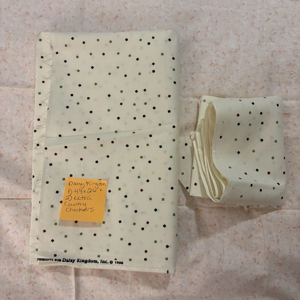 Vtg 1996 Daisy Kingdom Cotton Fabric Country Checkers 44x26" Plus extra Sewing - Image 1 of 1