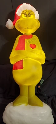 Dr. Seuss Grinch with Scarf Christmas Lighted Blow Mold Outdoor Decor - 36 in