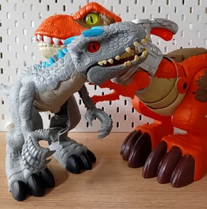 Imaginext Jurassic World Camp Cretaceous Mega Mouth T Rex VS Indominus Dinosaurs - Picture 1 of 23