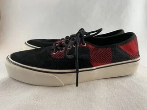 VANS Auténticas Tenis Para Hombre EE. UU. 7 Rojo Búfalo Cuadros Negras Gamuza Con Cordones Zapatos - Imagen 1 de 8