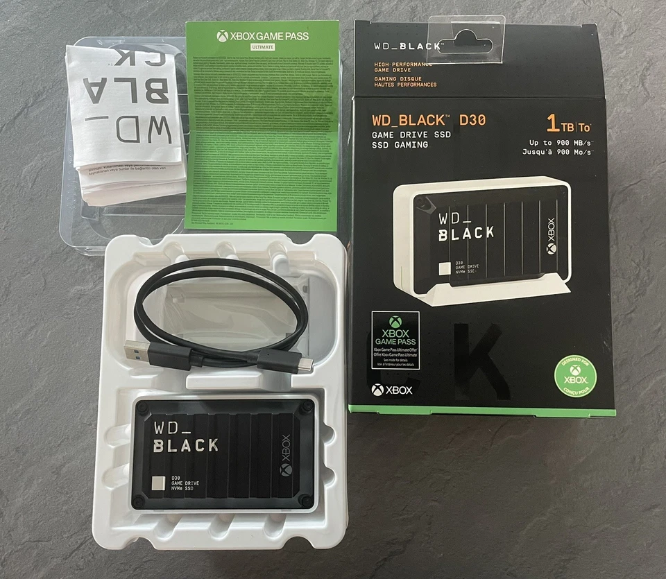 WD Western Digital Black D30 Xbox Game Drive SSD USB-C 1TB Gaming Festplatte OVP - Bild 1 von 1