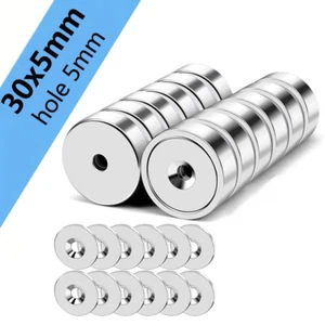 N52 Super Strong Magnets Rare Earth Ring Round Cylinder Neodymium Magnet 30x5mm - Picture 1 of 14