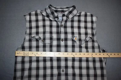 Carhartt Shirt Mens Sleeveless Large Plaid Relaxed Fit Button Down 100% Cotton - Image 1 of 4