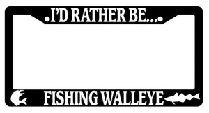 Black License Plate Frame I'd Rather Be Fishing Walleye Auto Accessory - Bild 1 von 1