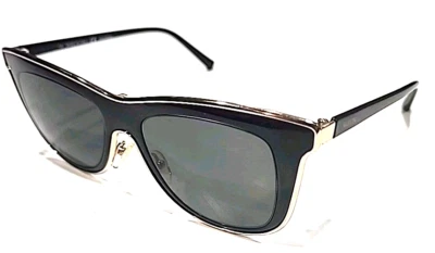 Valentino V109S 001 Black Gold Metal Cat Eyes Gray Sunglasses 50-18 135 Italy - Image 1 of 4