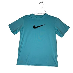 Nike Girls shirt size Medium Dri-FIT Legend T-Shirt center swoosh blue teal - Picture 1 of 12