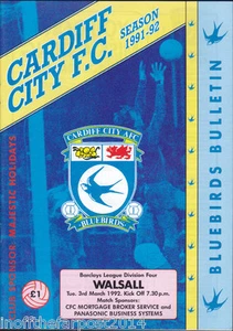 1991/92 CARDIFF CITY V WALSALL 03-03-1992 Division 4 - Picture 1 of 1