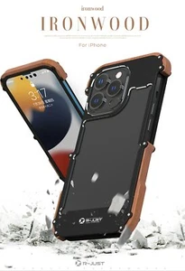 R-Just Shockproof Iron Wood Protection Case Shell Cover 4 iPhone 13 Mini Pro Max - Picture 1 of 8