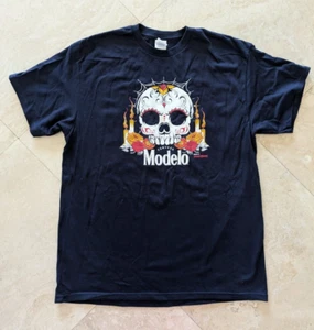 Modelo Bier T-Shirt schwarz Day of the Dead Sugar Skull Größe L brandneu - Bild 1 von 3