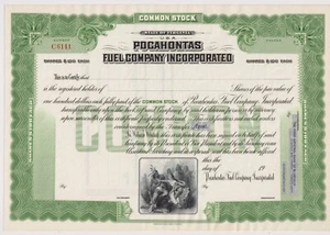 Certificado de acciones incorporado de Pocahontas Fuel Company Virginia Coal - Imagen 1 de 1