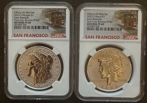 2023 SF REVERSE PROOF MORGAN & PEACE SILVER $1, RP 69, ER, SF CABLE CAR LABEL - Picture 1 of 2