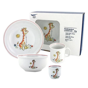 Kindergeschirr 5-teilig "Giraffe" Porzellan Kinderteller Eierbecher Müslischale - Bild 1 von 6