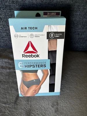 REEBOK Women’s 2XL Hipsters Air Tech Performance Stretch Mesh Quick Dry 6 Pairs - Image 1 of 2