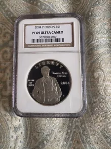 2004-P NGC PF69 Ultra Cameo Edison Commemorative Dollar $1 - Picture 1 of 2