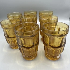 8 Libbey Ashburton 1980's Amber Glass Rock Sharpe 10oz Tumblers - Picture 1 of 3