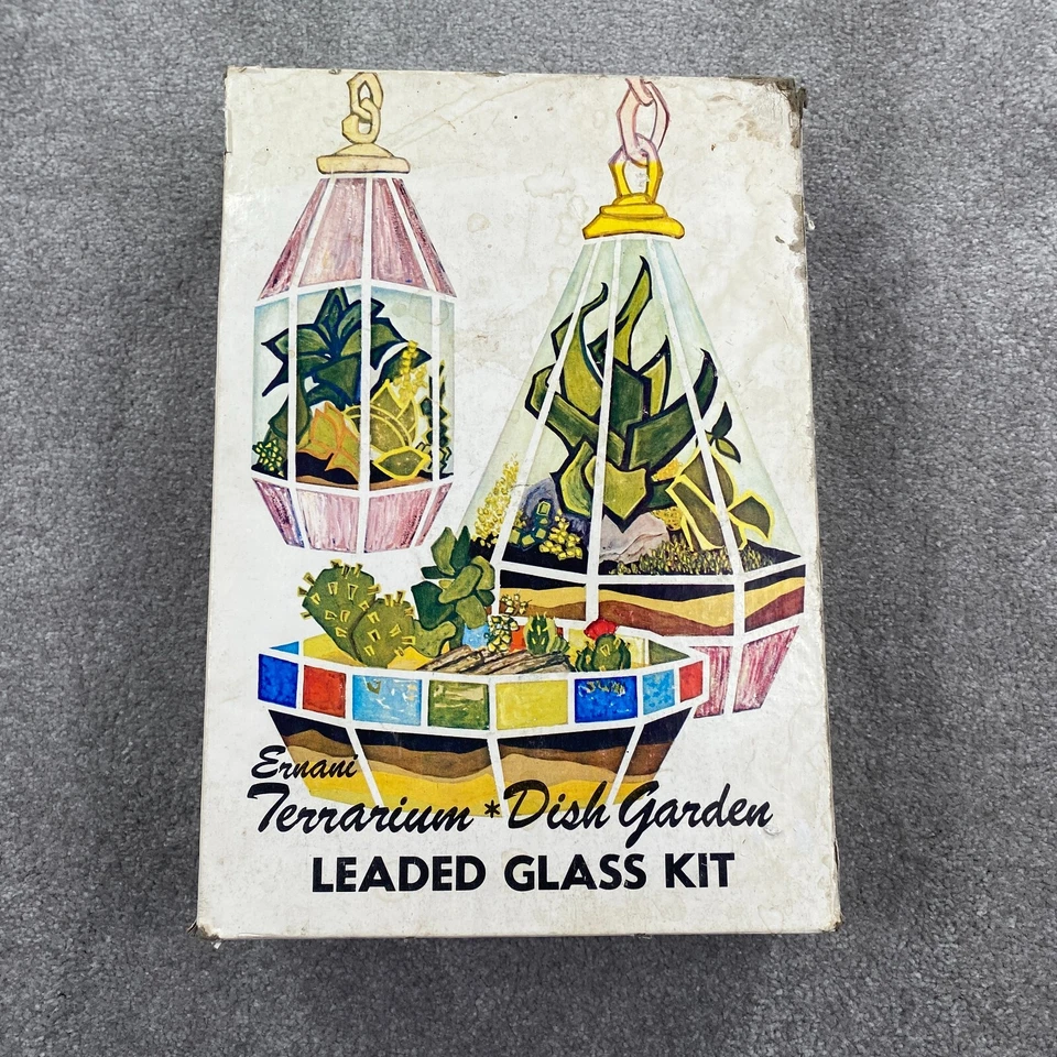 Ernani Terrarium Dish Diy Craft Leaded Glass Kit Lighted Garden Size 10"X18" - Image 1 of 4