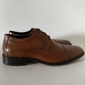 Johnston & Murphy Men 10 WIDE Brown Novick Cap Toe Lace Up Oxford Shoes 59-11566 - Picture 1 of 8