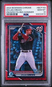 2024 Bowman Chrome Dylan Crews Red Shimmer 10/10 Bookend PSA 10 POP 1 - Picture 1 of 2